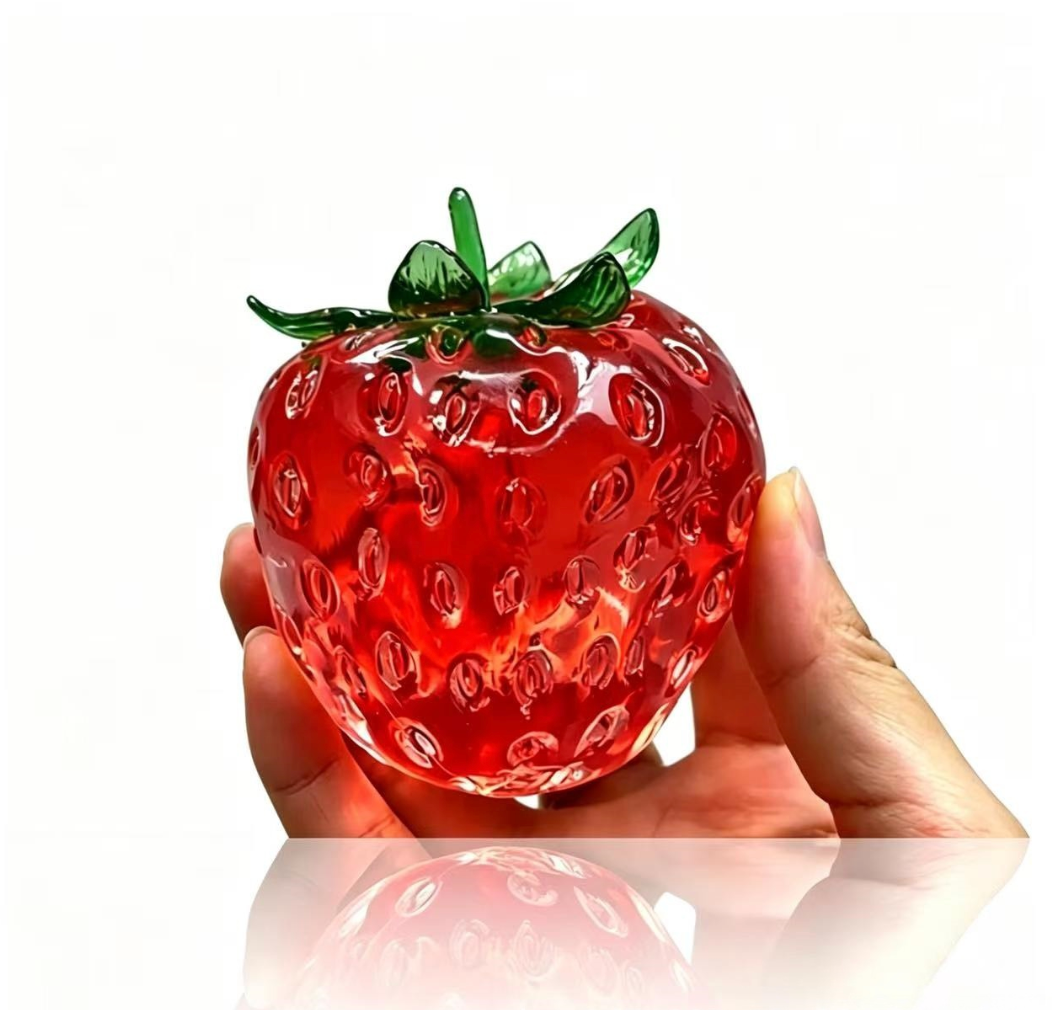 Transparent red strawberry squishy toy