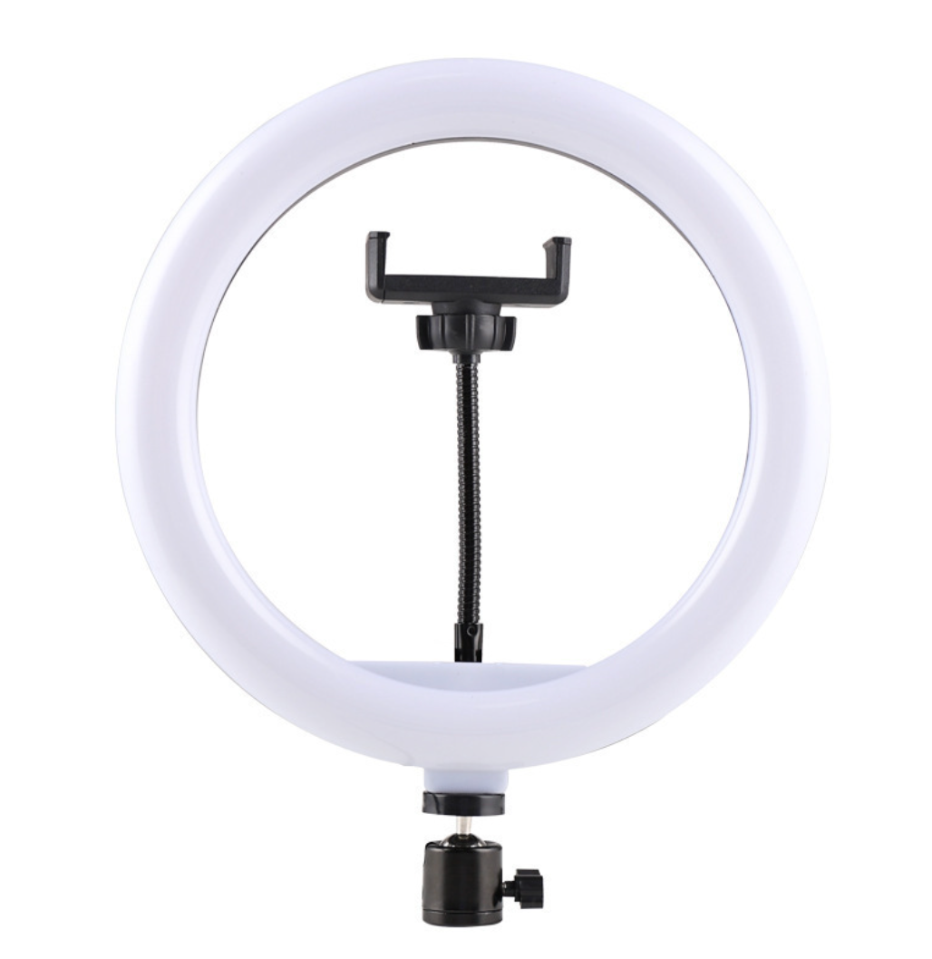 12-inch white LED ring light with flexible phone holder