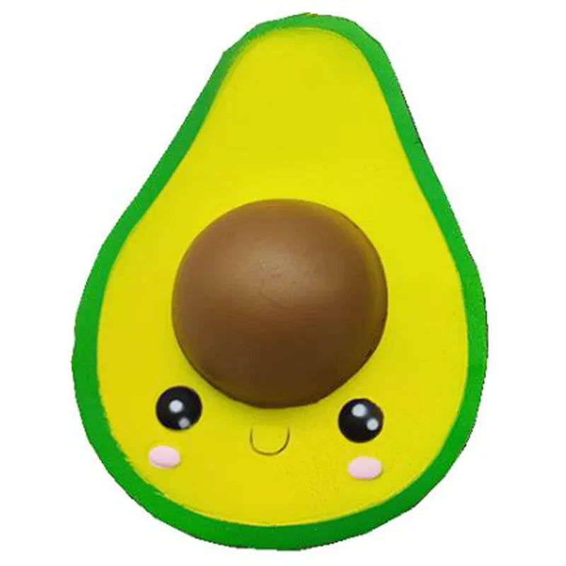 Large avocado squishy toy on white background