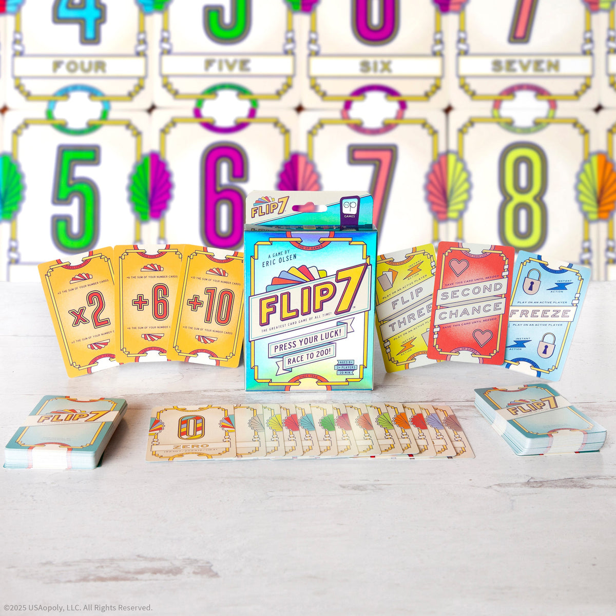 Flip 7 number and action cards