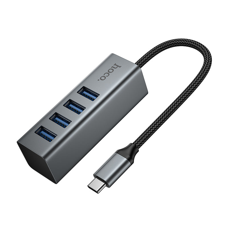 Hoco HB1C 4-in-1 converter(USB-C to USB3.0*4) - Metal gray