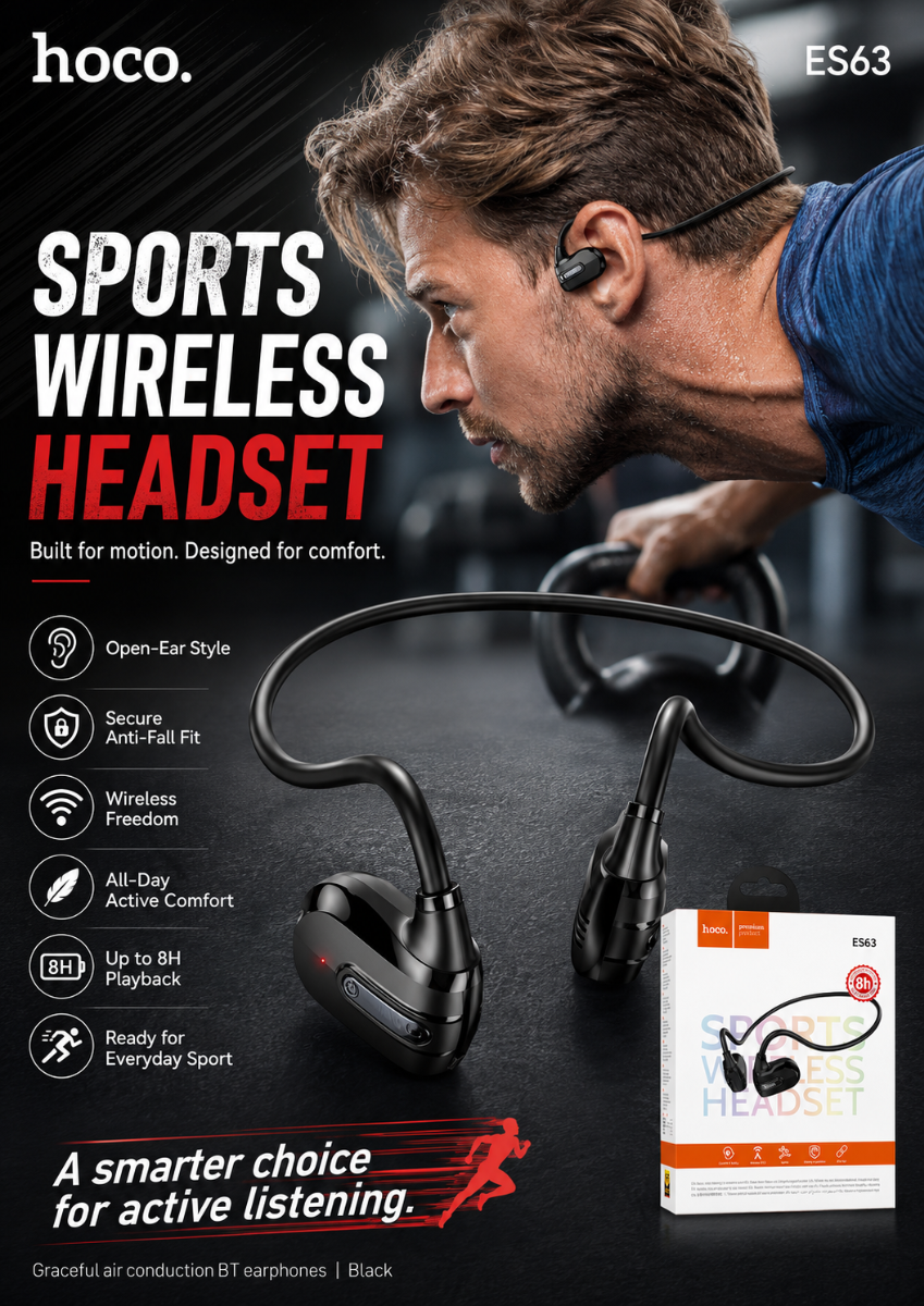 Hoco ES63 Graceful air conduction BT earphones - Black