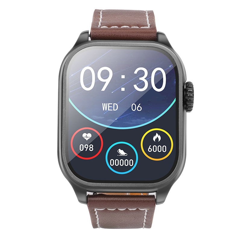Hoco Y17 51mm Leather Smart Sports Watch Call Version - Black
