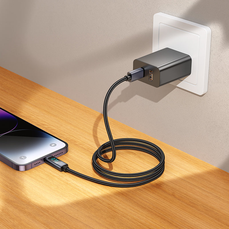 Hoco X112 USB-C To Lightning screen display charging data cable - Black