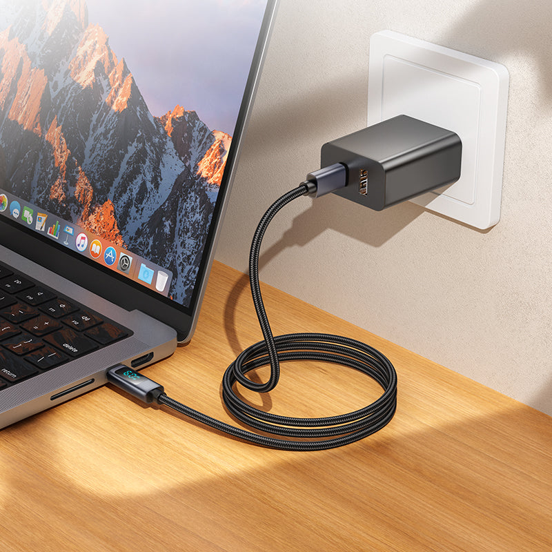 Hoco X112 USB-C to USB-C 60W screen display charging data cable - Black