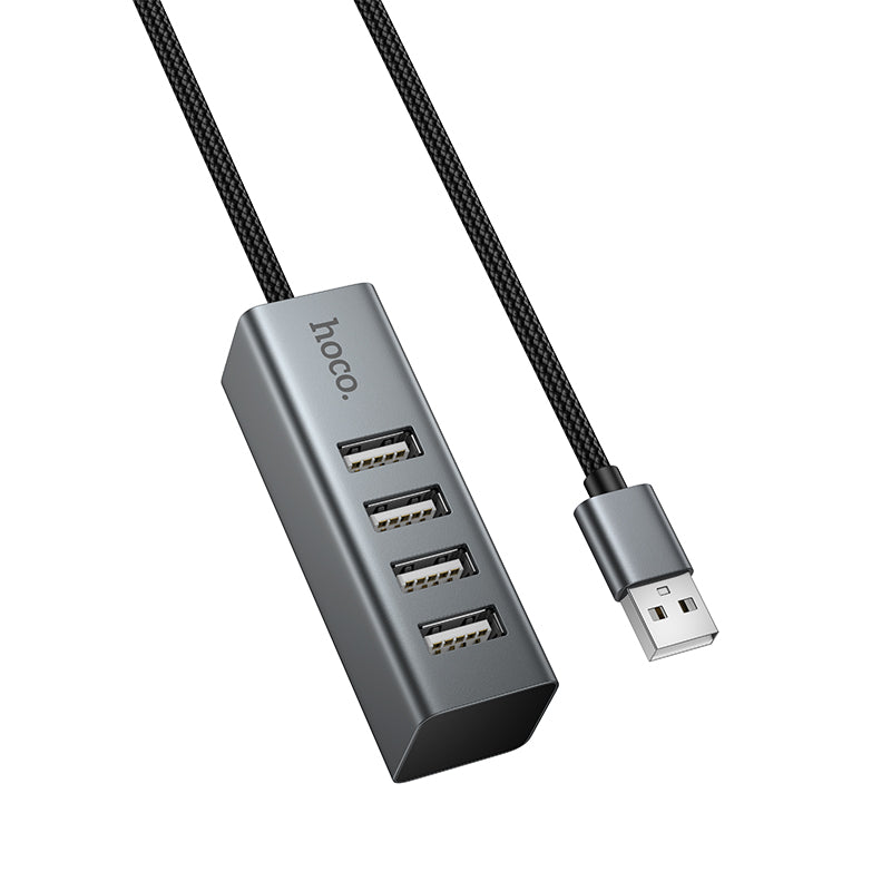 Hoco HB1A 4-in-1 converter(USB to USB2.0*4) - Metal gray