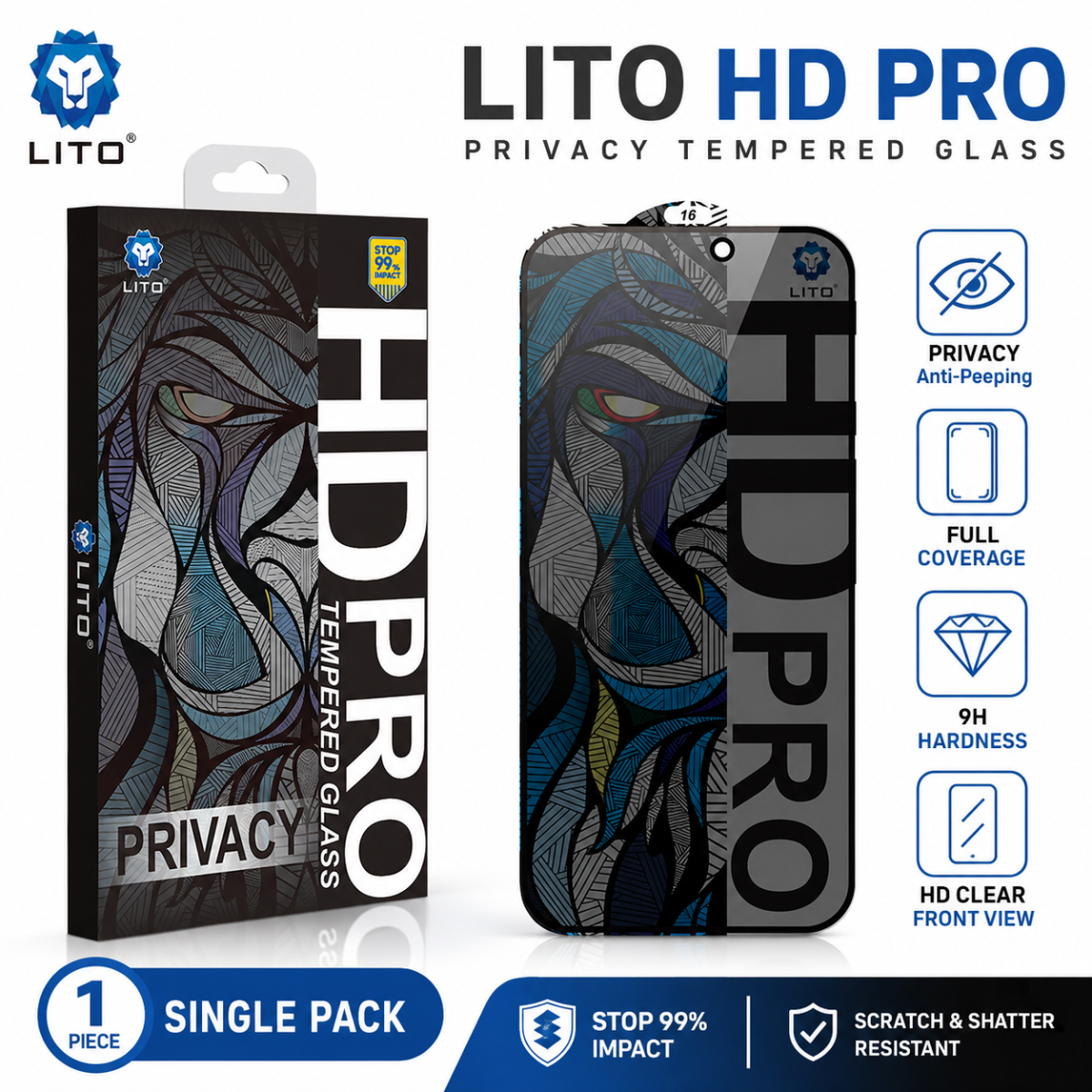 iPhone 11 Pro Max LITO D16 HD PRO Privacy Full Glass Full Glue-ESD Glue - Black