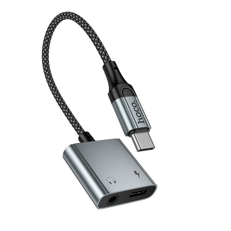 Hoco UPA34 Converter Adapter USB-C Male to USB-C Female and 3.5mm - Metal gray