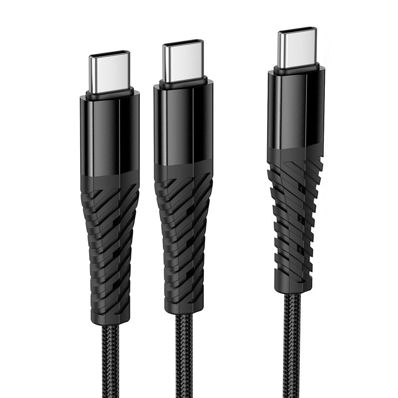 Hoco X123 Victory 2-in-1 charging cable(C to C+C) - Black