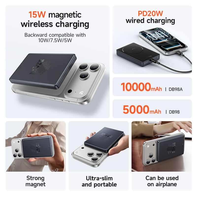 Hoco DB98 5000mAh Thin Storm PD20W magnetic power bank (MagSafe Compatible) - Black