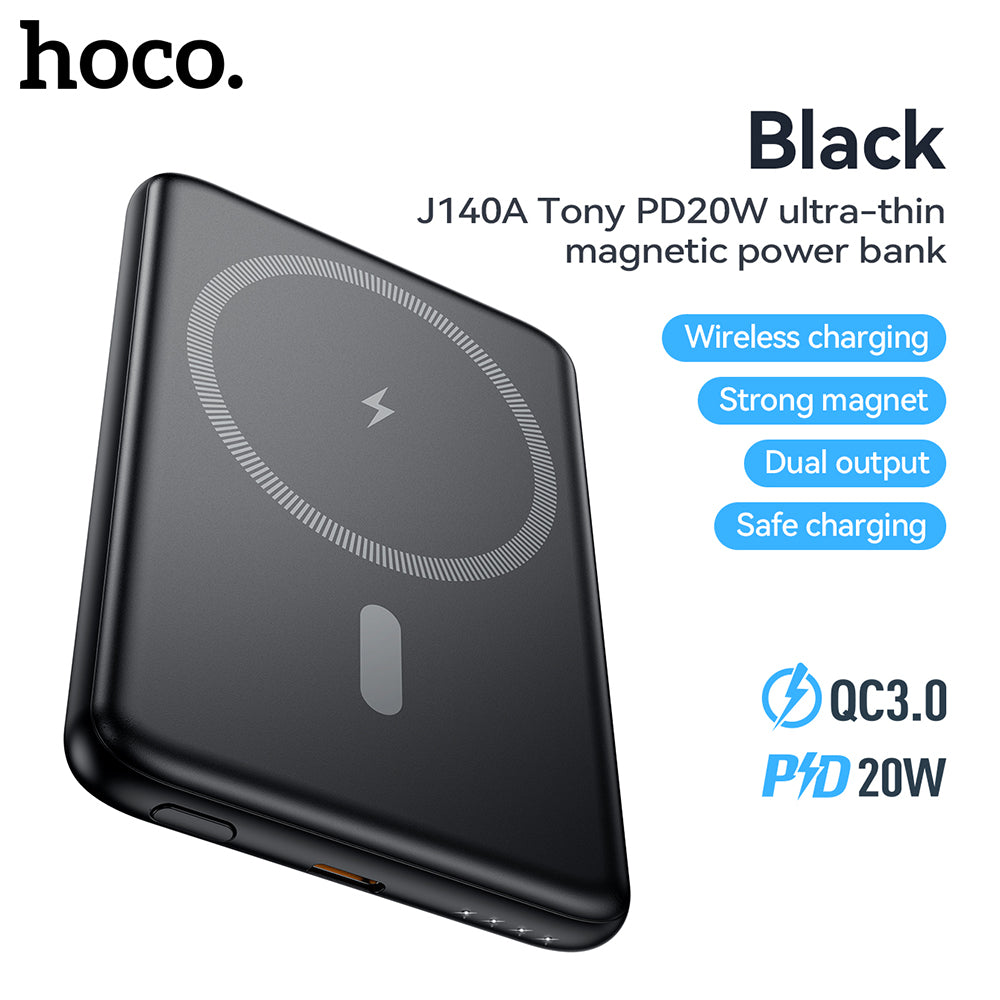 Hoco J140A Tony PD20W ultra-thin magnetic power bank(5000mAh) - Black