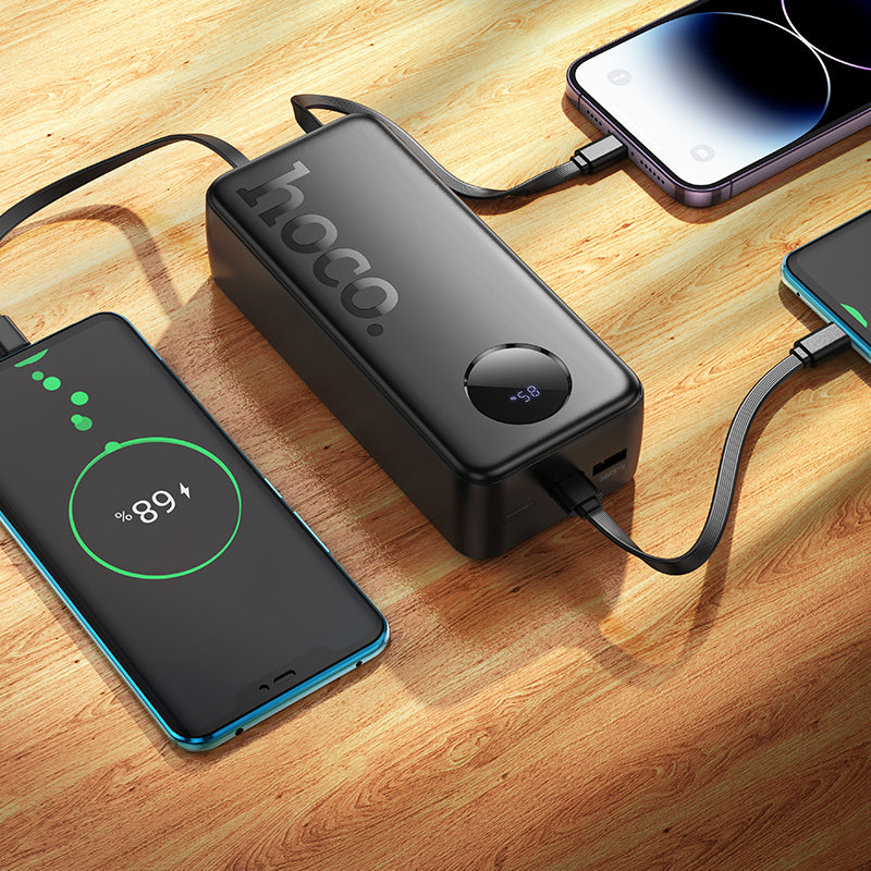 Hoco J132B CCC Sabio 22.5W PD20W fully compatible power bank with 3 cables 30000mAh - Black