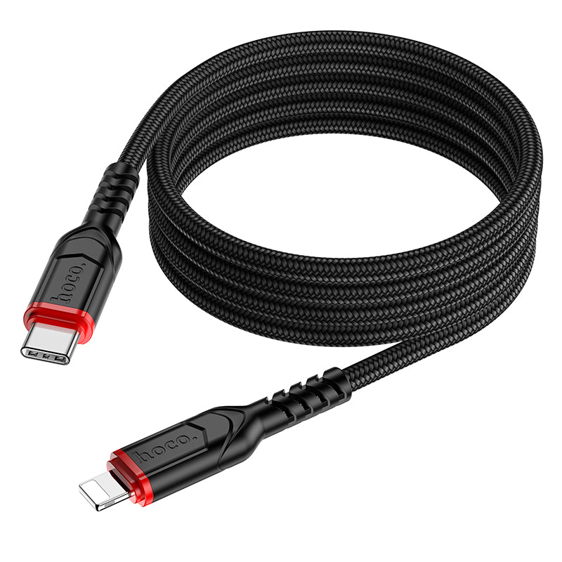 Hoco X59 200cm USB-C To Lightning Victory PD charging data cable iP - Black
