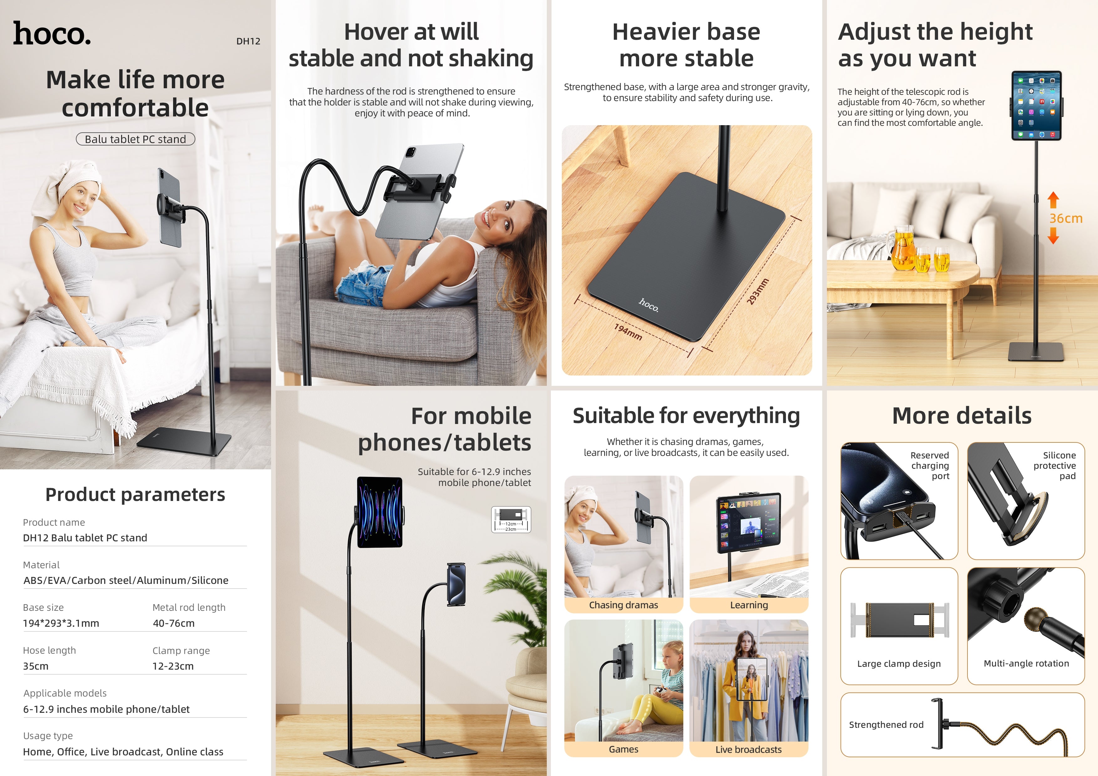 Hoco DH12 Balu Tablet Stand - Black
