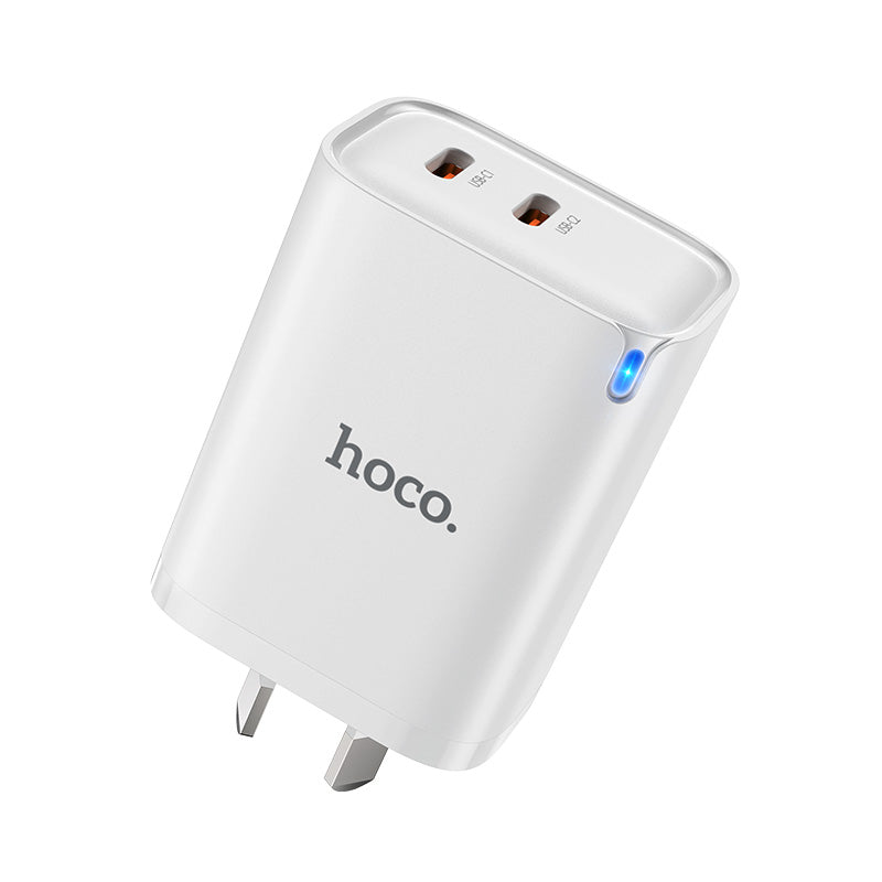 Hoco DNU6 Chief GaN dual port PD45W(2C) charger(AU) With Smart IC - White