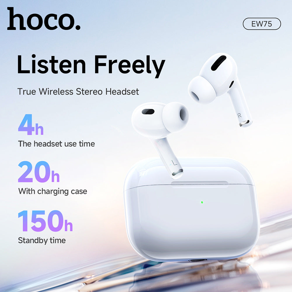 Hoco EW75 Physical Noise Cancelling True Wireless Earphones - White