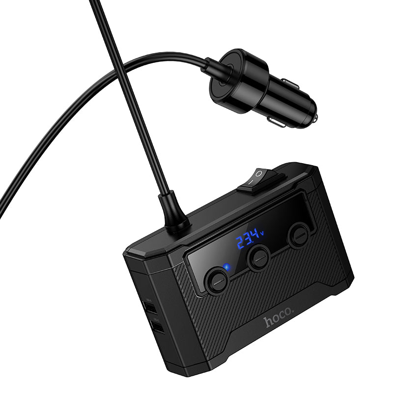 Hoco Z64 Anshun 240W digital display 3-in-1 cigarette lighter(2C2A) car charger - Black