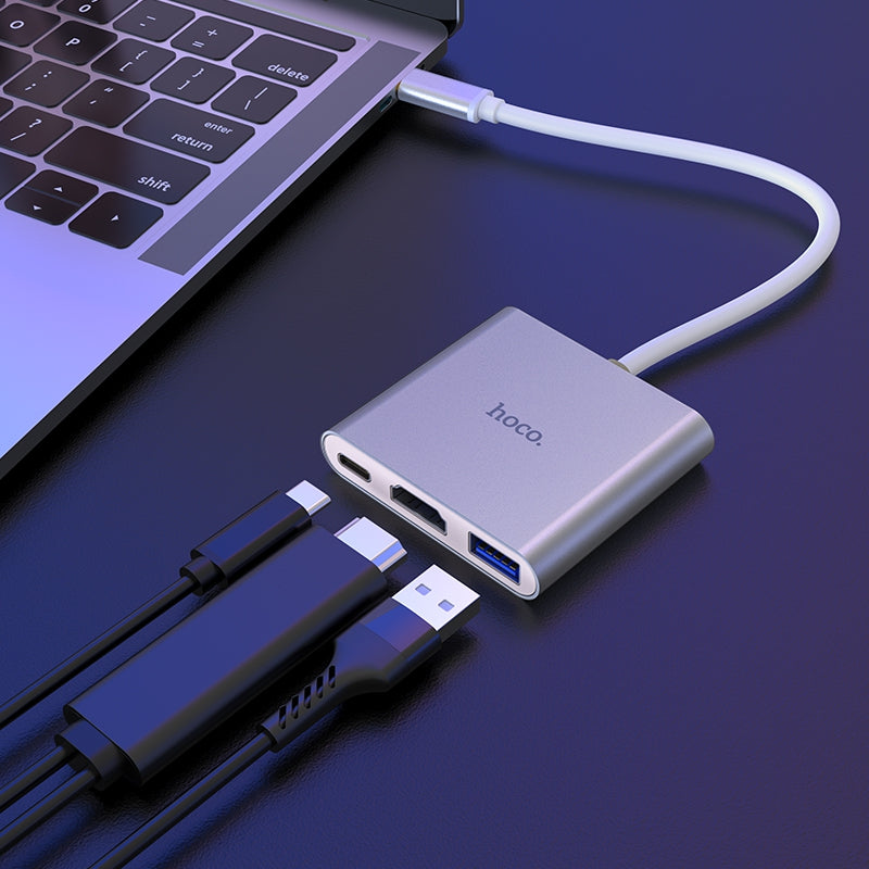 Hoco HB14 USB-C To USB3.0 HDMI PD - Silver