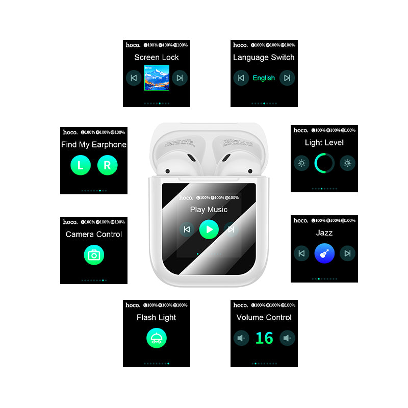 Hoco EW80 Magnificent true wireless touch screen BT headset - white