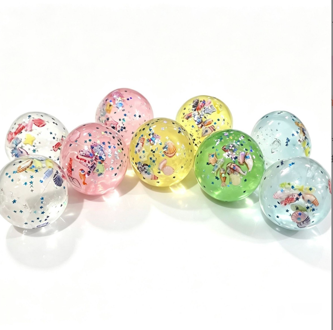 Assorted ocean shell glitter squishy ball colours