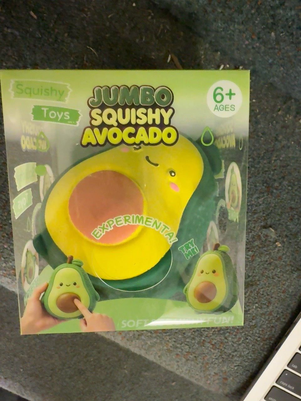 Boxed Jumbo Squishy Avocado photographed in stock