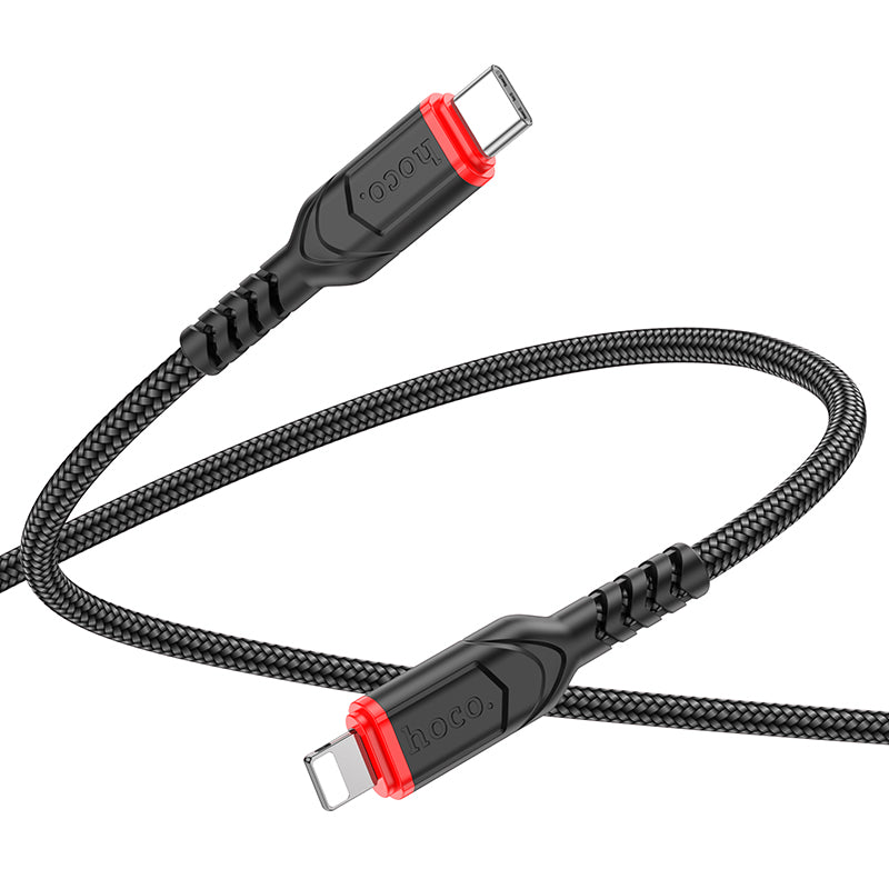 Hoco X59 300cm USB-C To Lightning Victory PD charging data cable iP - Black