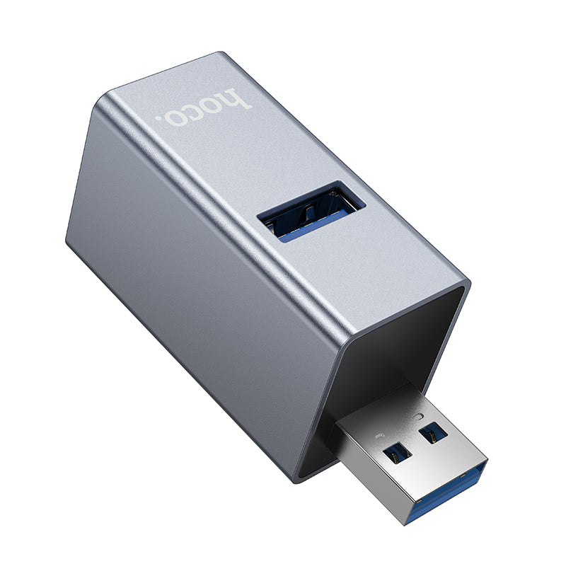 Hoco HB54 3-in-1 converter(USB to USB2.0*2+USB3.0) - Metal grey