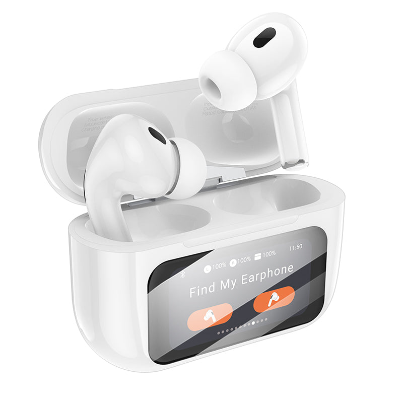 BOROFONE BW76 ANC Touchscreen True Wireless Earbuds - White