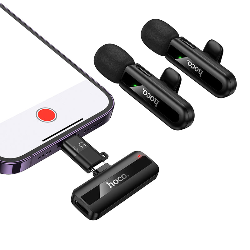 Hoco L20A Fair dual-mic wireless microphone(iP/Type-C) - Black