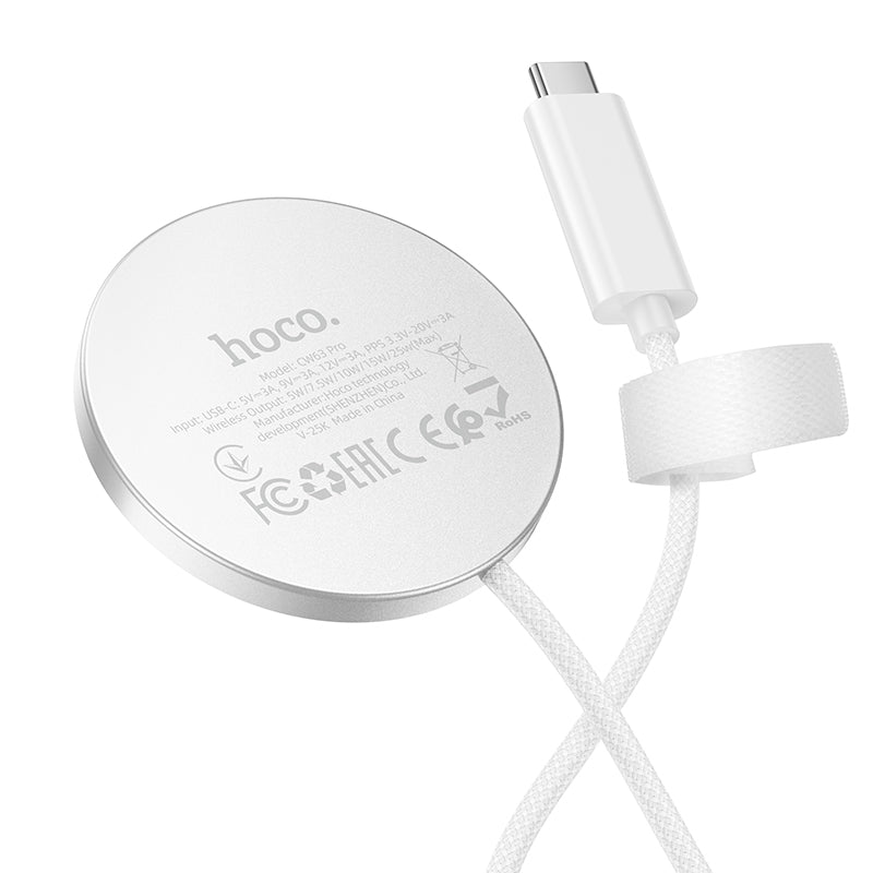 Hoco CW63 Pro Fast Qi2.2 25W Fast magnetic wireless fast charger (MagSafe Compatible) - White