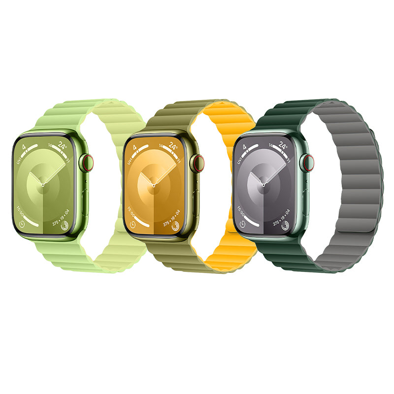 Hoco iWatch WA29 Flexible series buckle-free magnetic silicone strap 38/40/41mm - army green with bright yellow