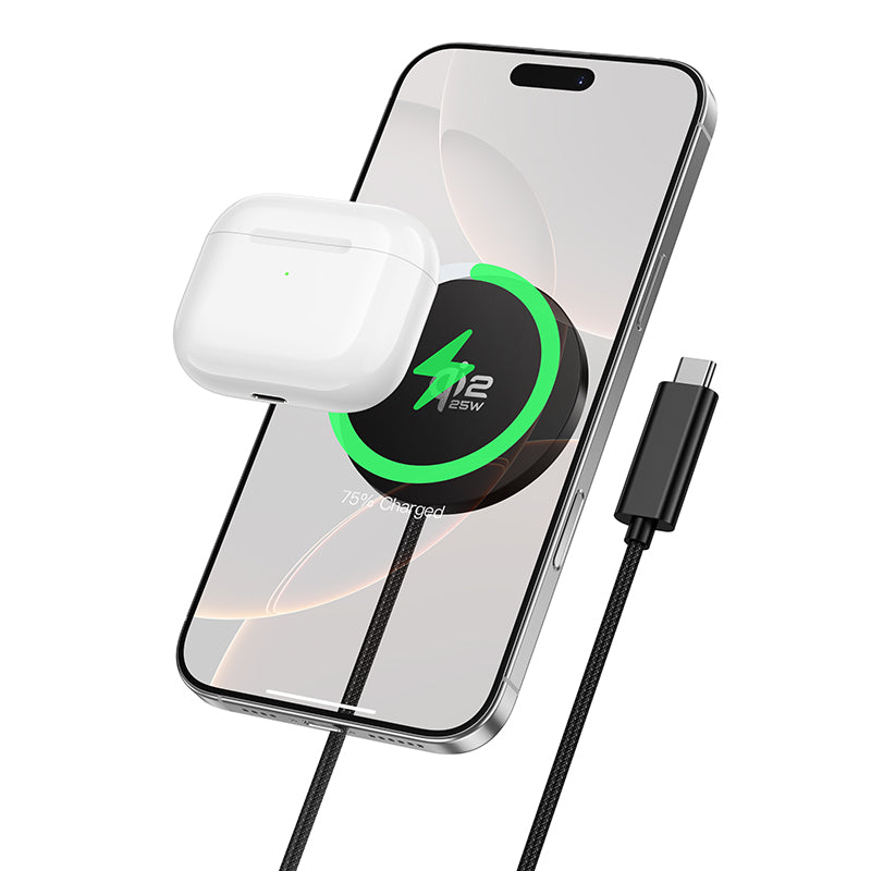 Hoco CW63 Pro Qi2.2 25W Fast magnetic wireless fast charger (MagSafe Compatible) - Black