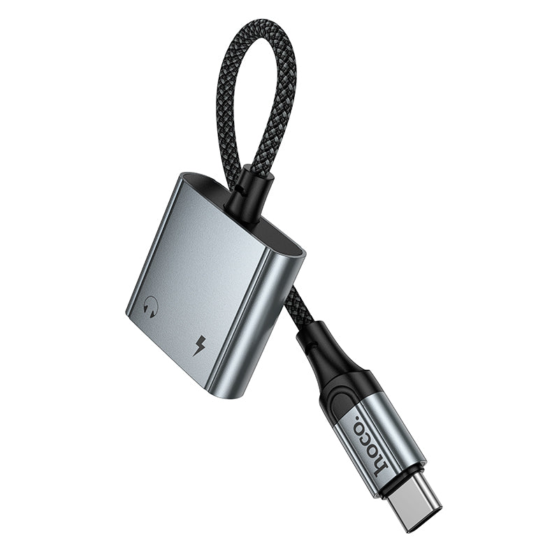 Hoco UPA34 Converter Adapter USB-C Male to USB-C Female and 3.5mm - Metal gray