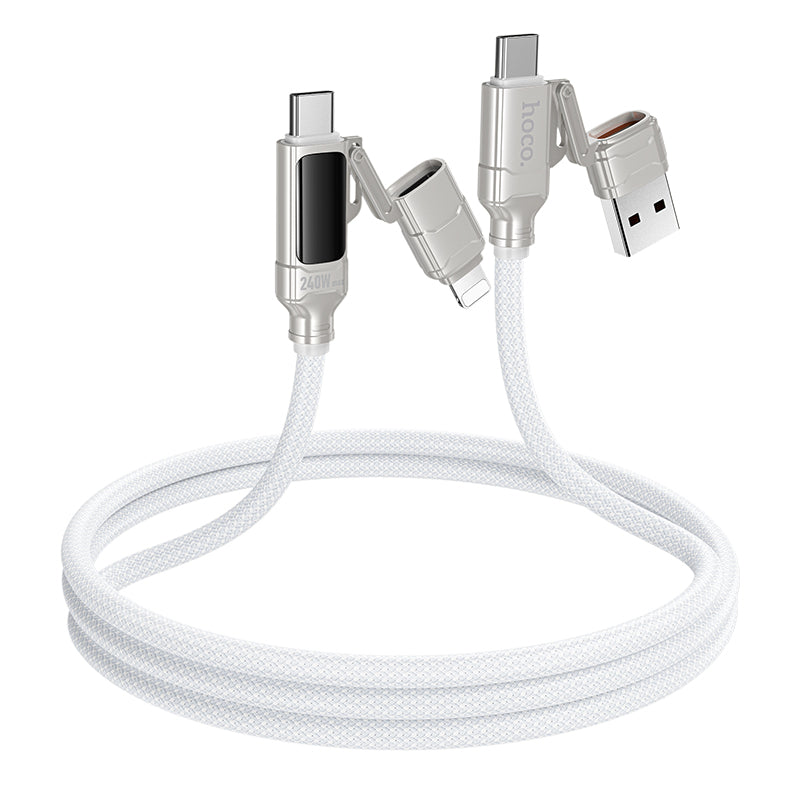 Hoco U152 240W Fortune 4-in-1 charging data cable with display USB/C to iP/C - Black
