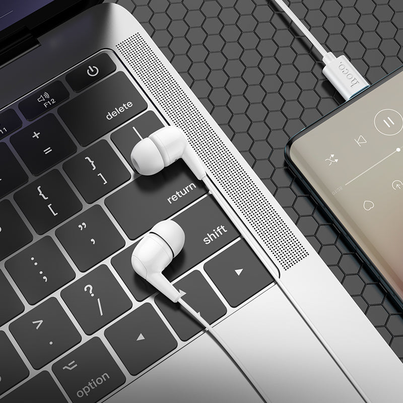 Hoco M97 Enjoy universal digital earphones with microphone USB-C - White