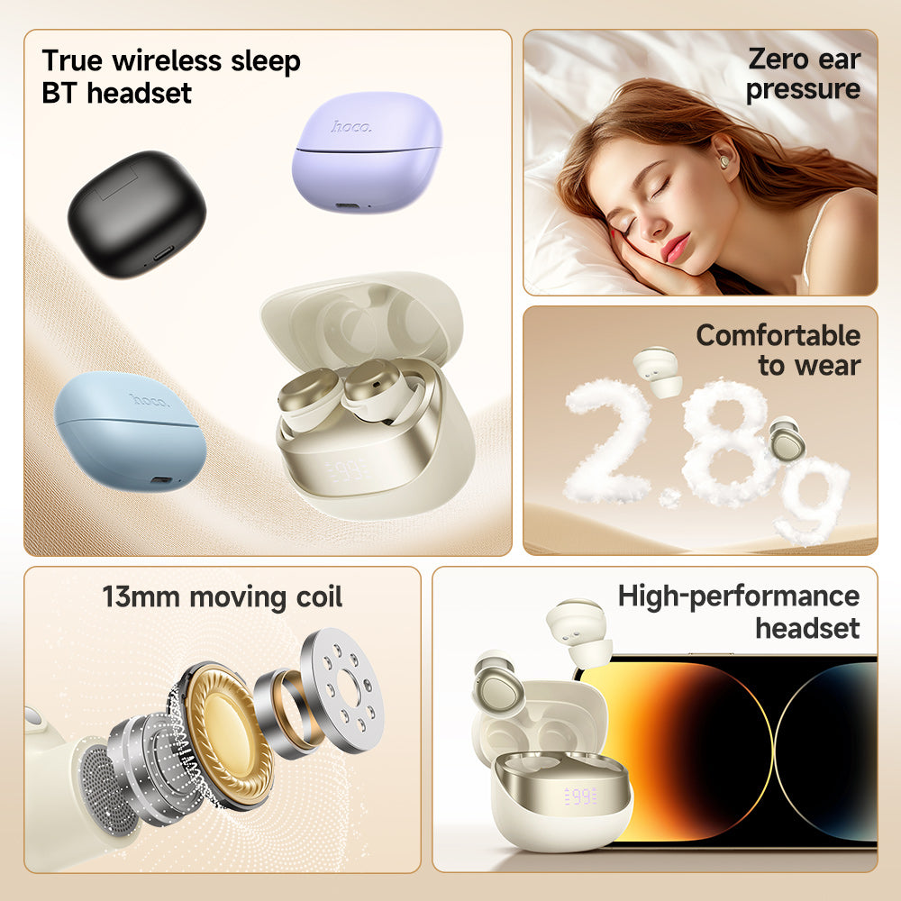 Hoco EW200 Elegant true wireless sleep BT headset - black