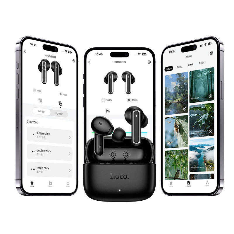 Hoco EQ32 7 Hours Astute wireless Bluetooth headset With App - Black