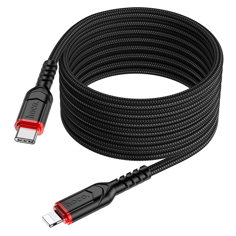 Hoco X59 200cm USB-C To Lightning Victory PD charging data cable iP - Black