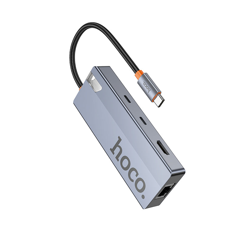 Hoco HB52 8-in-1 multi-function converter HDMI RJ45 SD TF PD Type-C3.0 USB3.0 2 - deep space gray