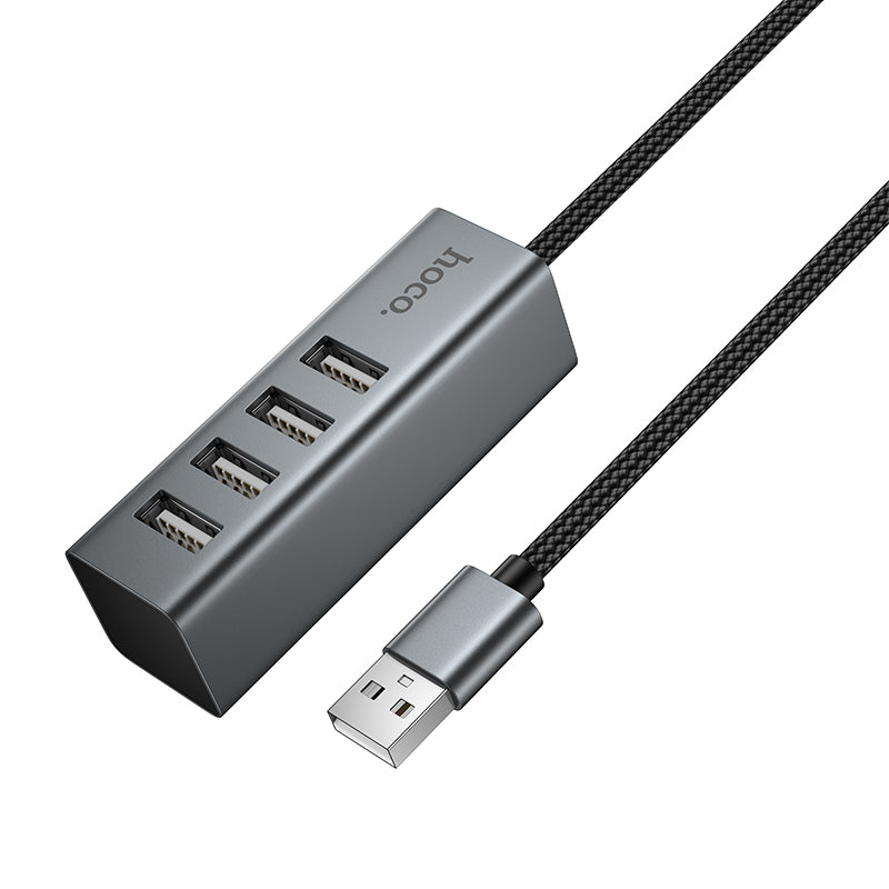 Hoco HB1A 4-in-1 converter(USB to USB2.0*4) - Metal gray