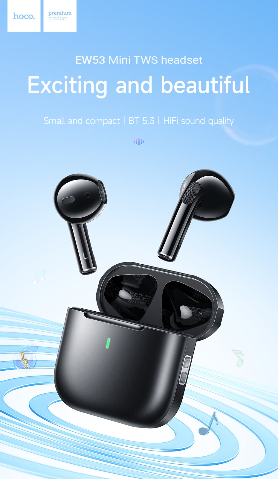 Hoco EW53 Lucky True Wireless Earphones - Black