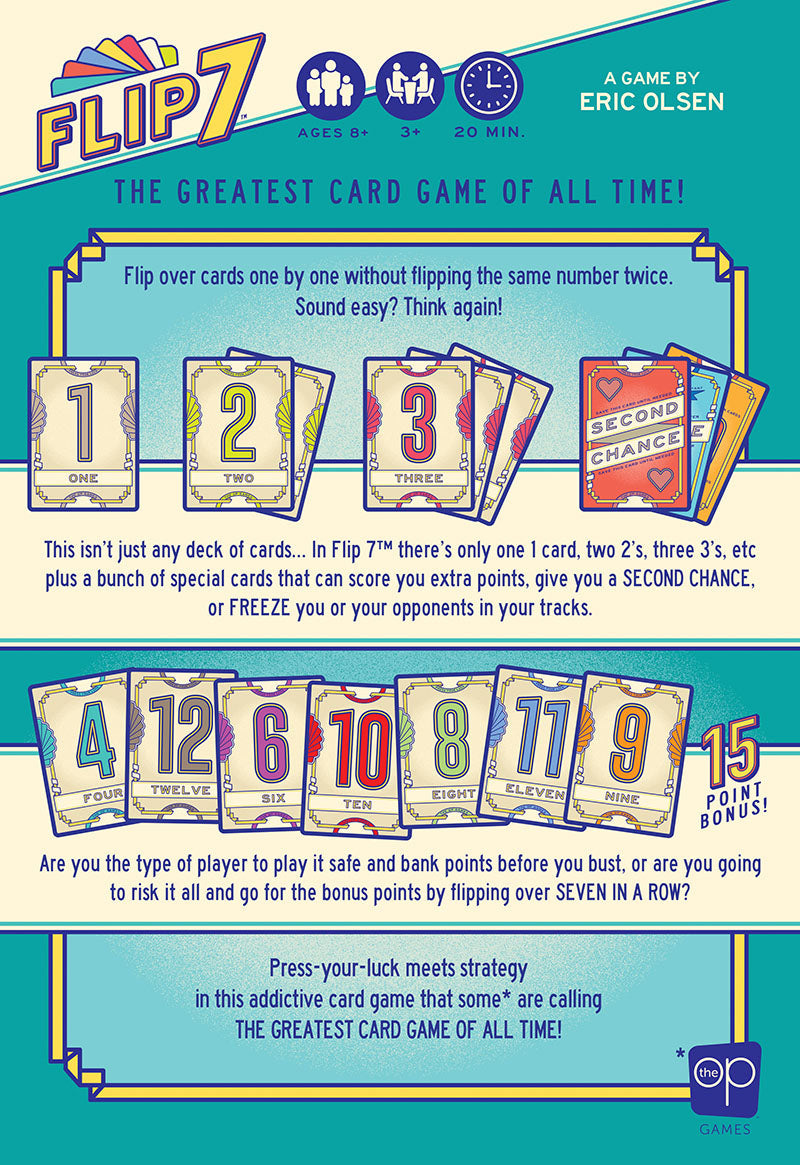 Flip 7 Hangsell Edition rear packaging and game information