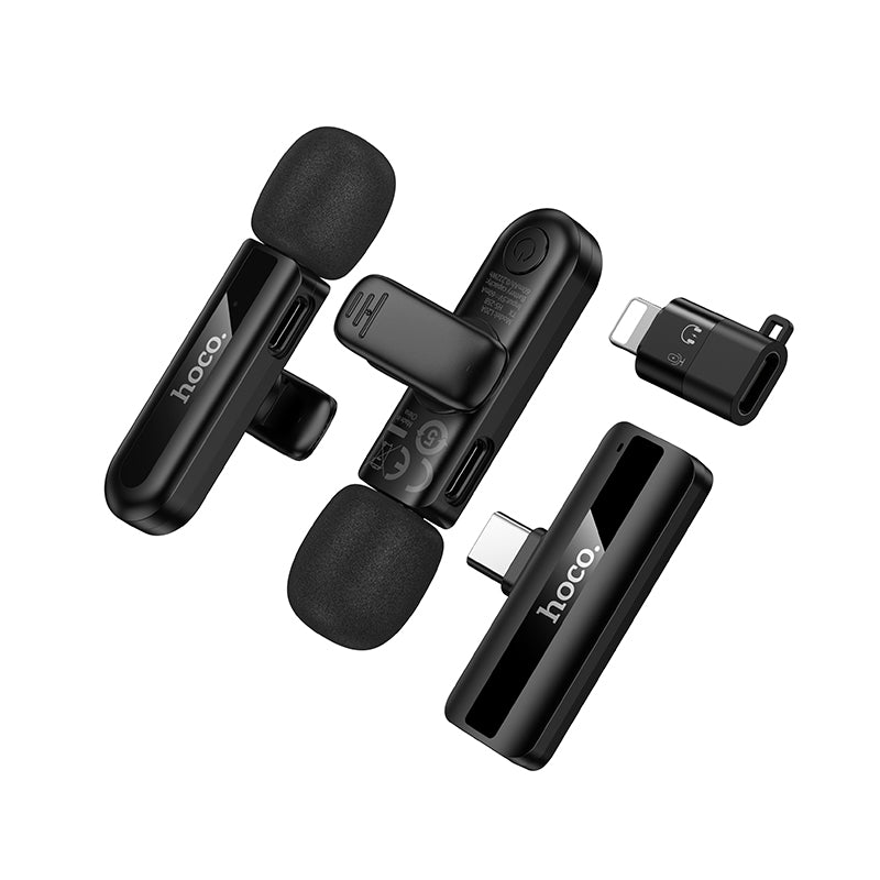 Hoco L20A Fair dual-mic wireless microphone(iP/Type-C) - Black