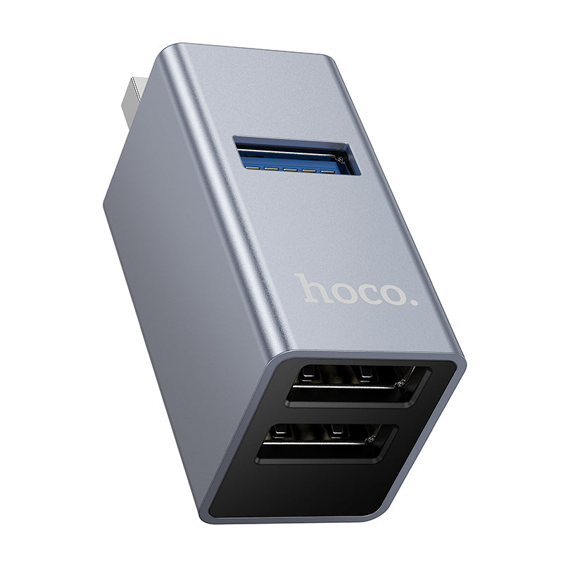Hoco HB54 3-in-1 converter(USB to USB2.0*2+USB3.0) - Metal grey