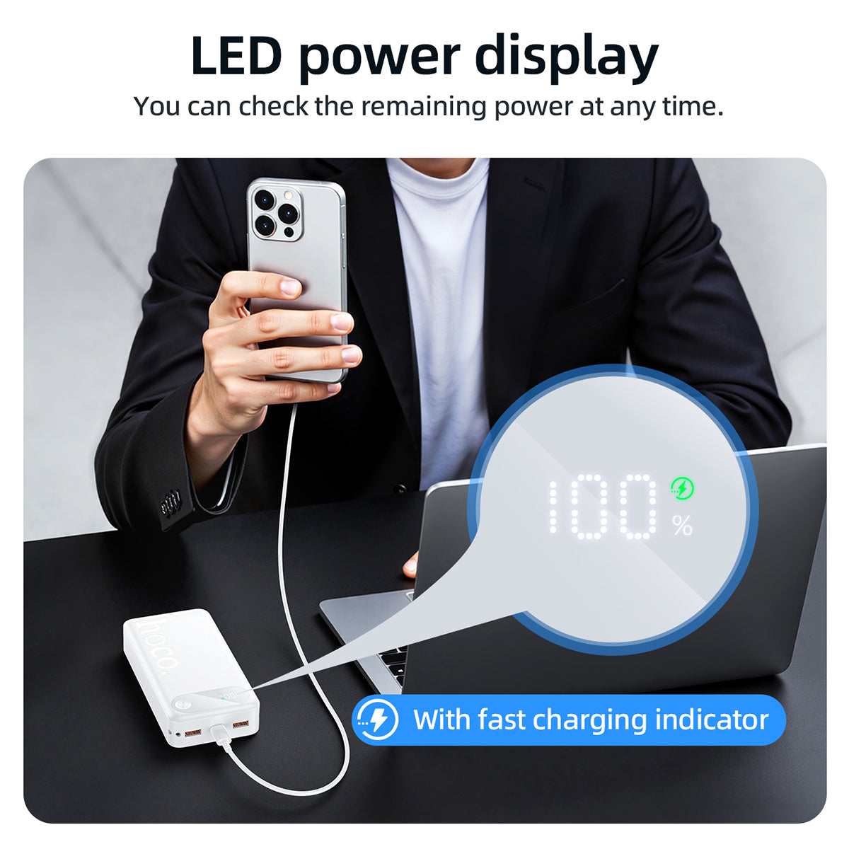 Hoco J154A CCC 20000mAh 22.5W+PD20W Victorious fully compatible power bank(20000mAh) - Black