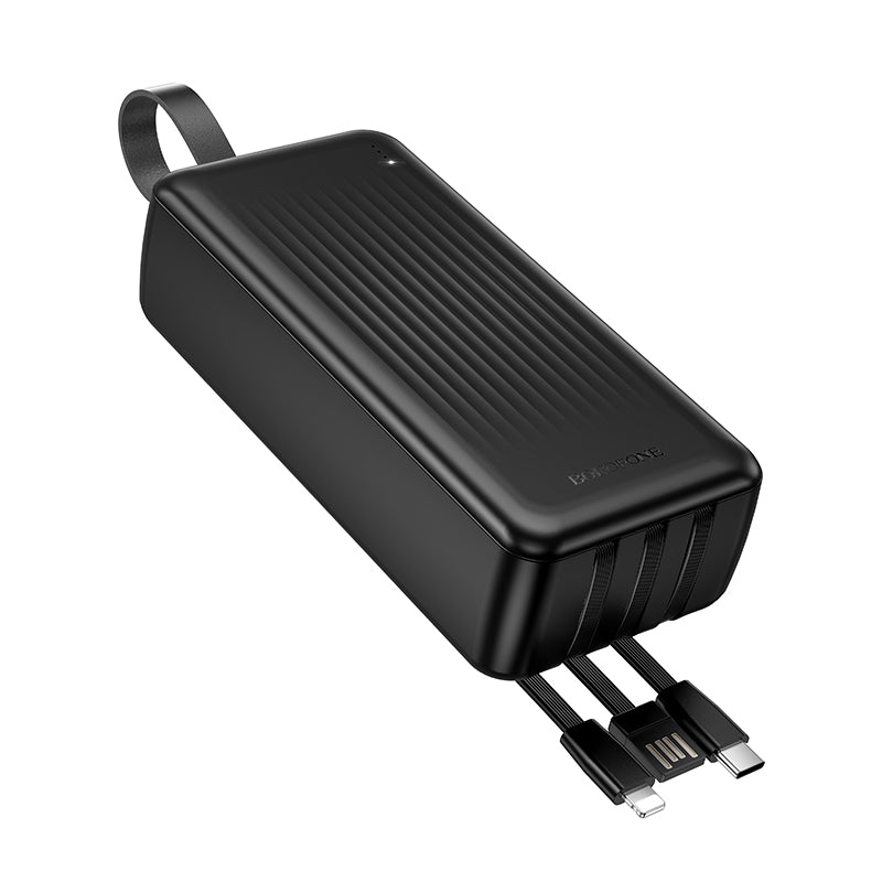BOROFONE BJ79B 30000mAh Power Bank with 3 Built-In Cables - Black