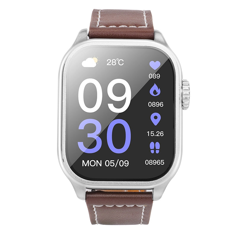 Hoco Y17 51mm Leather Smart Sports Watch Call Version - Black