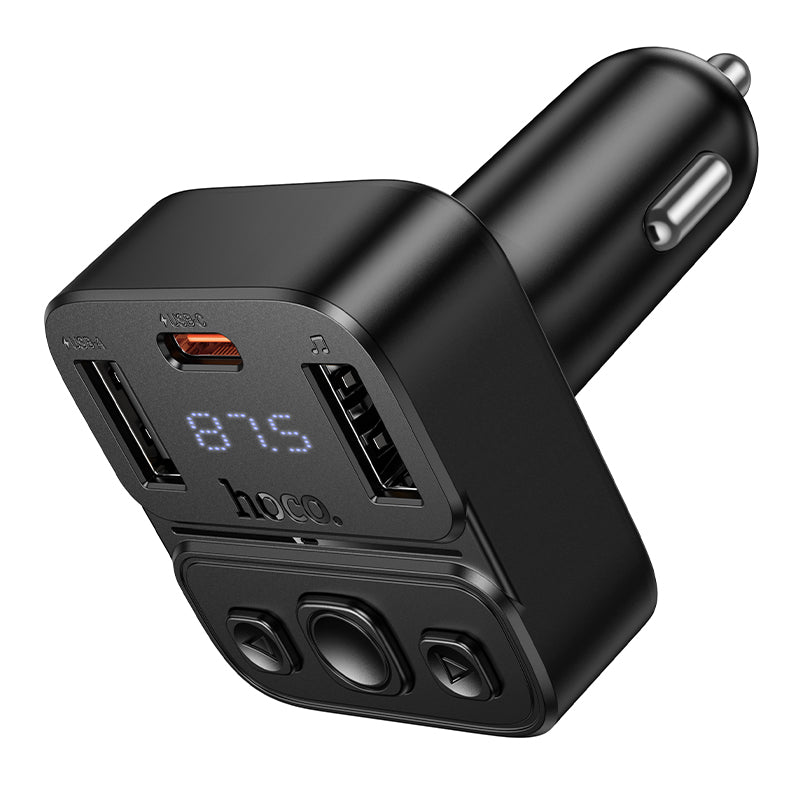Hoco E87 Alegria 48W dual port PD30W QC3.0 car Bluetooth FM transmitter - Black