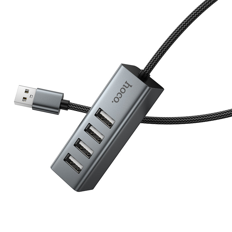 Hoco HB1A 4-in-1 converter(USB to USB2.0*4) - Metal gray