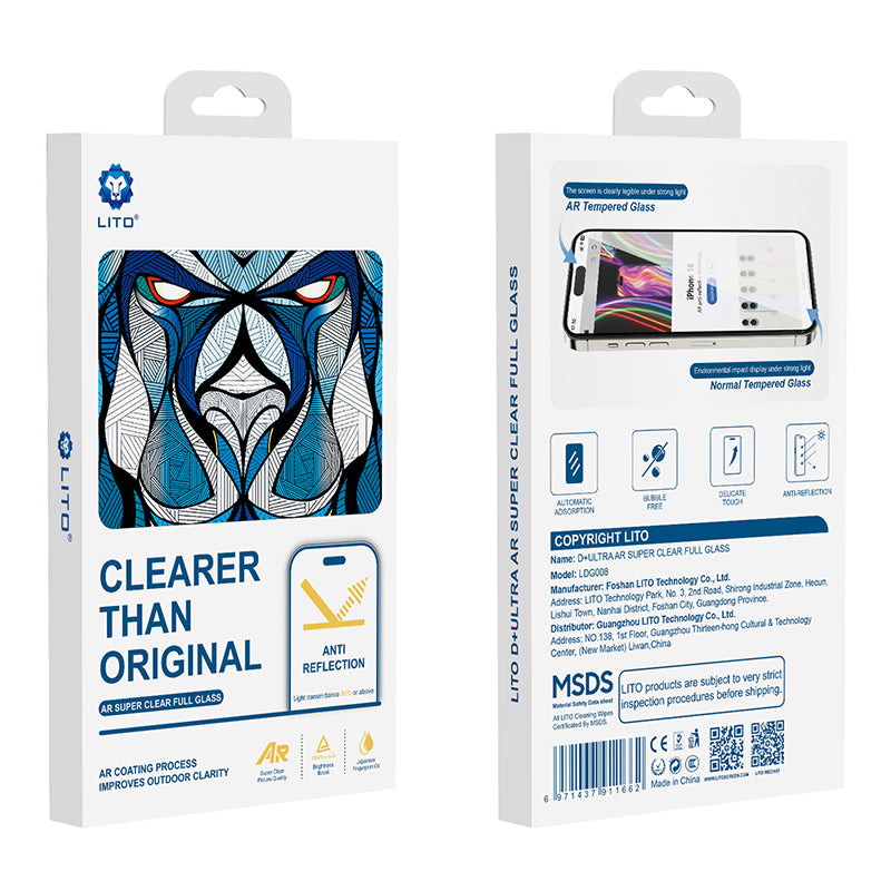 iPhone 16 LITO LDG008 D Ultra AR Full Glass Anti-reflection - Clear